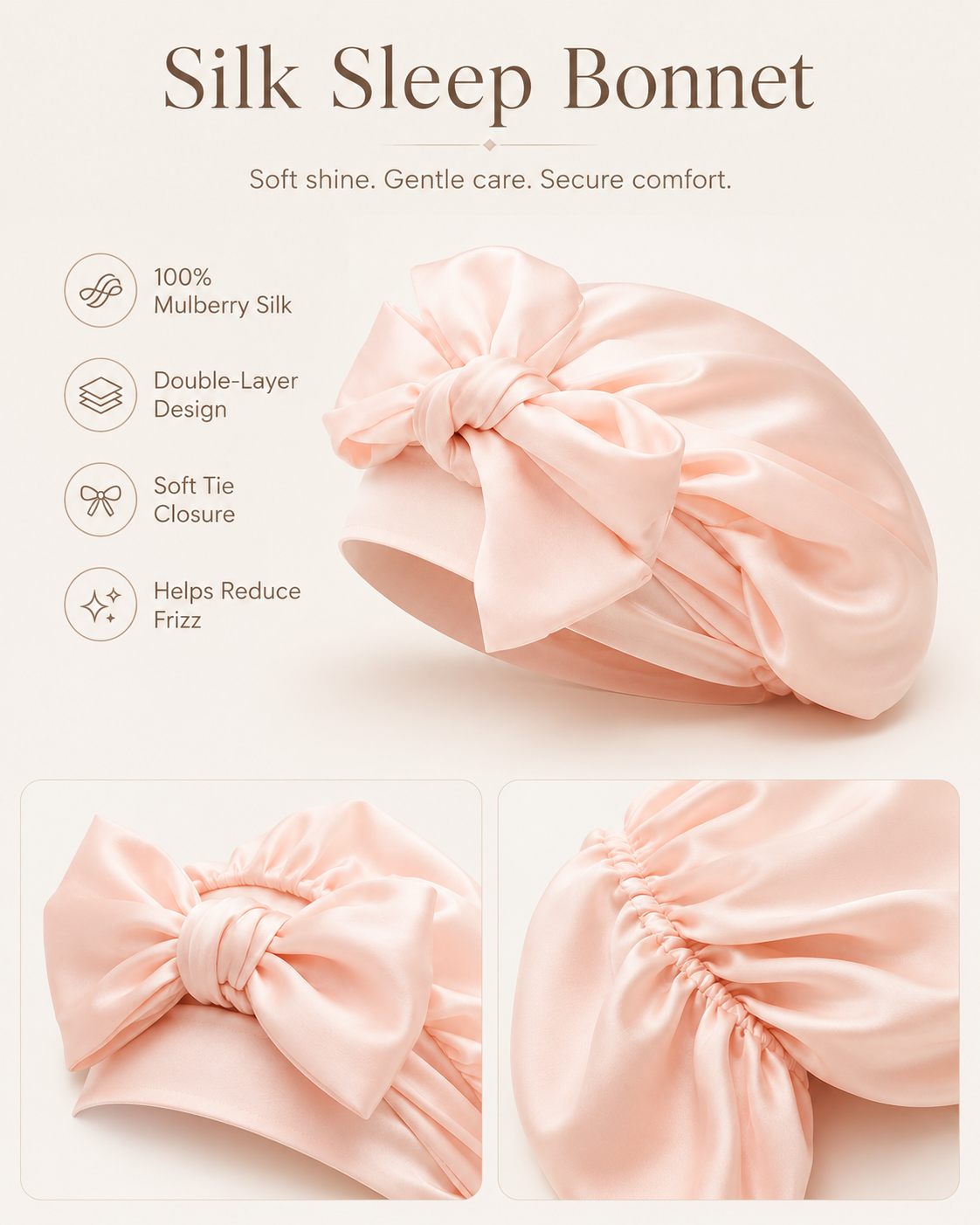 Silklyss 22 Momme 100% Pure Mulberry Silk Bonnet Turban – Blush Pink