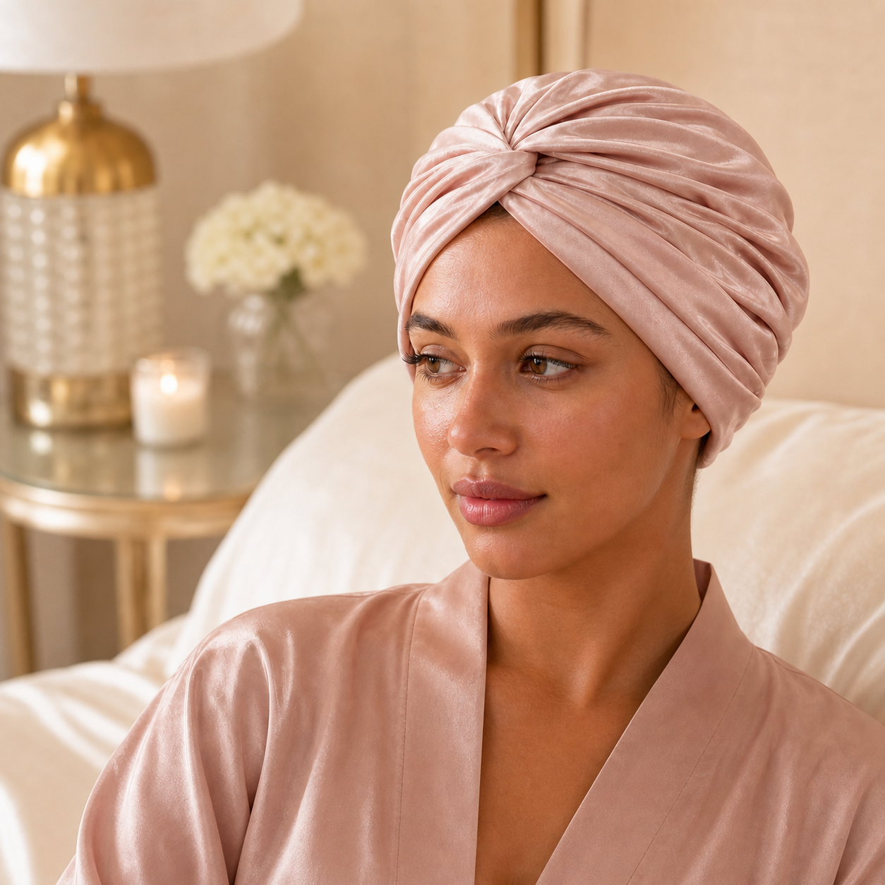 Silklyss 22 Momme 100% Pure Mulberry Silk Bonnet Turban – Blush Pink